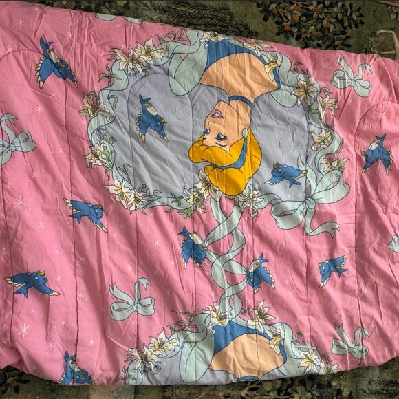 HTF Vintage Disney Pink Cinderella Reversible Twin Comforter - Picture 4 of 9